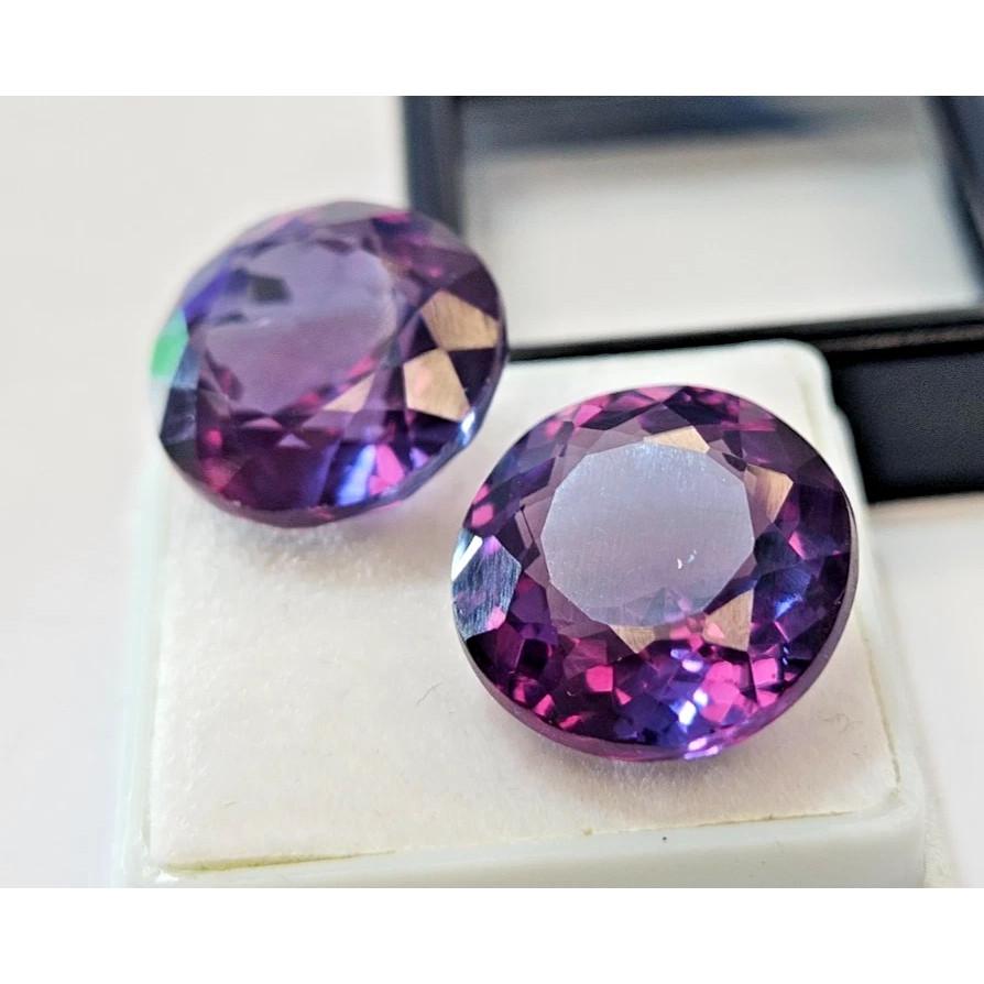 Alexandrite Color Change For Earring Making 28+ Ct Round Cut Pair Gemstone