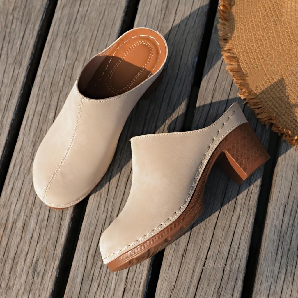 Mules Damensommerschuhe mit orthopädischem Fußbett bequeme Clogs und Mules für Mules mit Absatz Sandalen Absatz elegante Sommerslipper