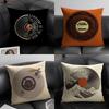 Music CD Cushion Cover Natural Linen Organic Fabric DoubleSided Printing Sofa Home Decor Breathable Environmentally Friendly
