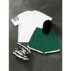 Fashionable basketball letter print pattern, spring and summer short sleeved T-shirt and shorts set
