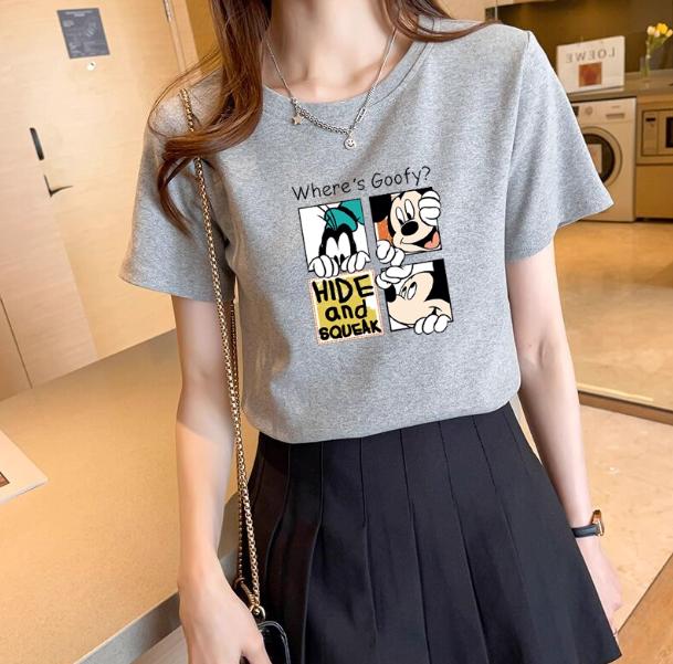 MINISO Cute Cartoon Mickey Print Loose Casual Short Sleeve TShirts Women Men Versatile Everyday Wear Hotselling Tops Tees S