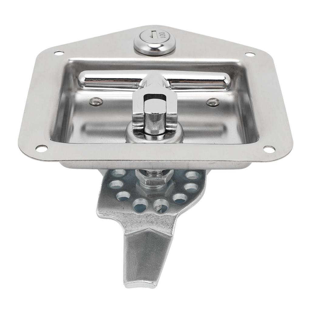 T Handle Tool Box Latch 4.9 X 4.7in Highly Polished Stainless Steel RV Toolbox Handle Lock with Keys Gasket for Caravan