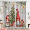 2pcs,2D Plane Printing Curtains Digital Printed Christmas Gnomes and Snowman Versatile Durable Polyester (without Rod) Festive