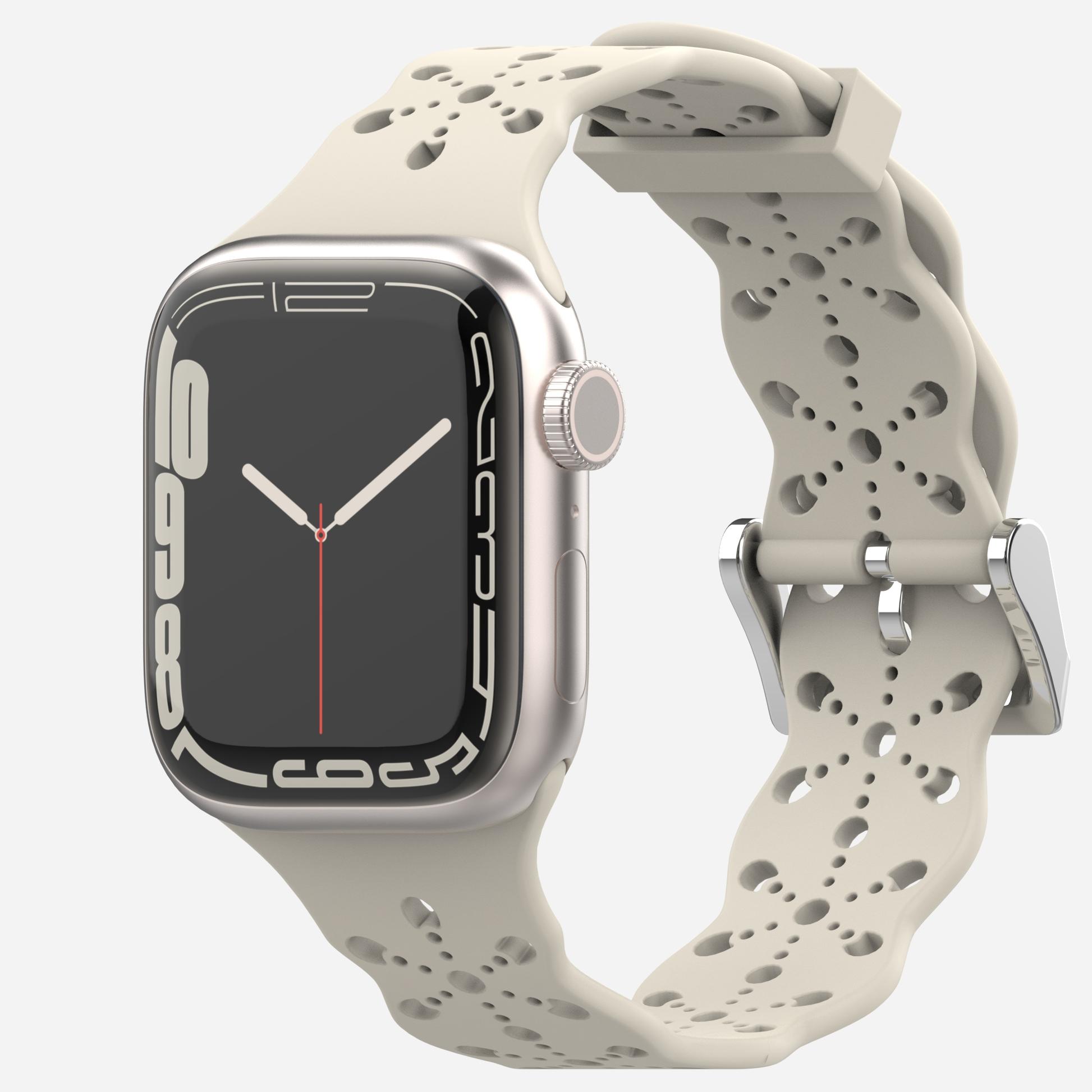 

Силиконовый ремешок для Apple, ремешок для часов 49, 45, 41, 44, 42, 40, 38 мм, дышащий браслет для iWatch UItra 8, 7, 6, 5, 4, 3 SE, женский браслет 38mm-40mm-41mm