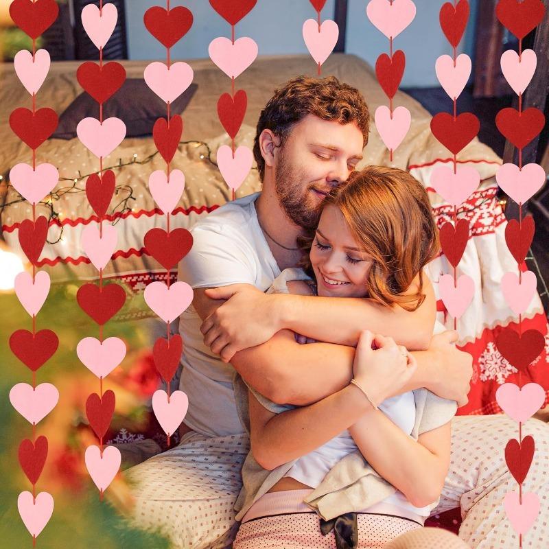 1Pcs 2M Red Heart Wreath DIY Valentine's Day Paper Heart Hanging Rope Wedding Anniversary Birthday Party Supplies Home Decoratio
