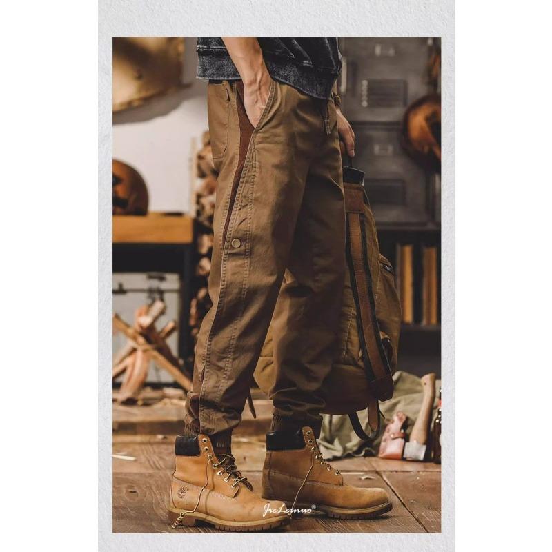American Retro Workwear Men Thickened Velvet Autumn Winter Loose Leggings Versatile Outdoor Casual Trousers