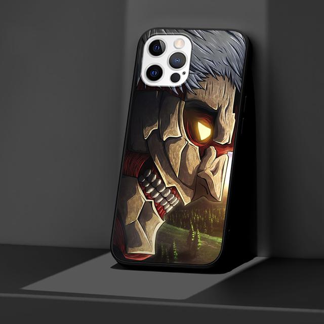 Pouzdro Attack On Titan Anime pro Iphone 14 11 13 Pro Max 12 Mini Xr 7 8 Plus Se 2020 Xs 6 6s + Coque Black měkký obal na telefon
