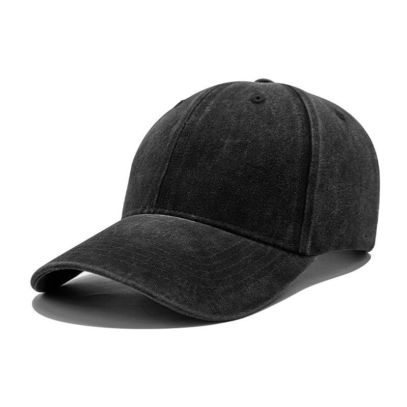 Unisex Washed Cotton Denim Baseball Cap - Distressed Plain Solid Color, Soft Sunshade Hat