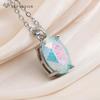 Fashion Ice Crack Egg Shape Oval Crystal Pendant Necklace For Women Elegant Party Rose Gold Color Jewelry