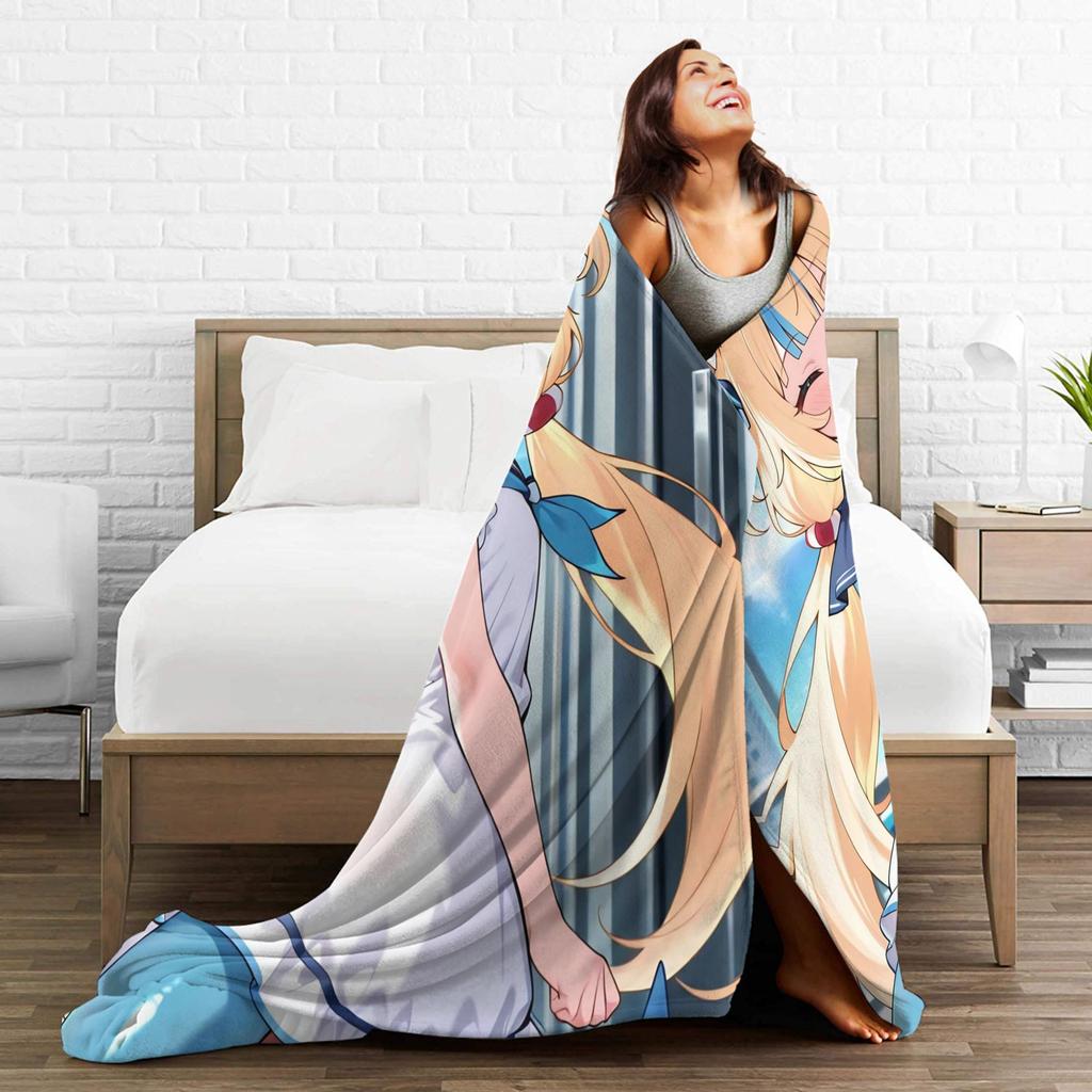 Super Warm Blanket Camping Sameko Saba VTuber Throw Blanket  Flannel Bedspread For Couch Bed Funny Sofa Bed Cover