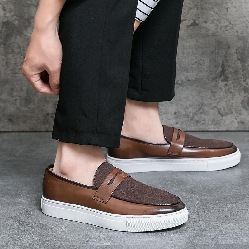 Loafers Shoes Men PU Mixed Color Flat Bottomed Light Comfortable Breathable Non Slip Business Casual Men Shoes