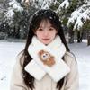 2025 Autumn/Winter Cute Cartoon Plush Scarf: Faux Rabbit Neck Warmer for Girls