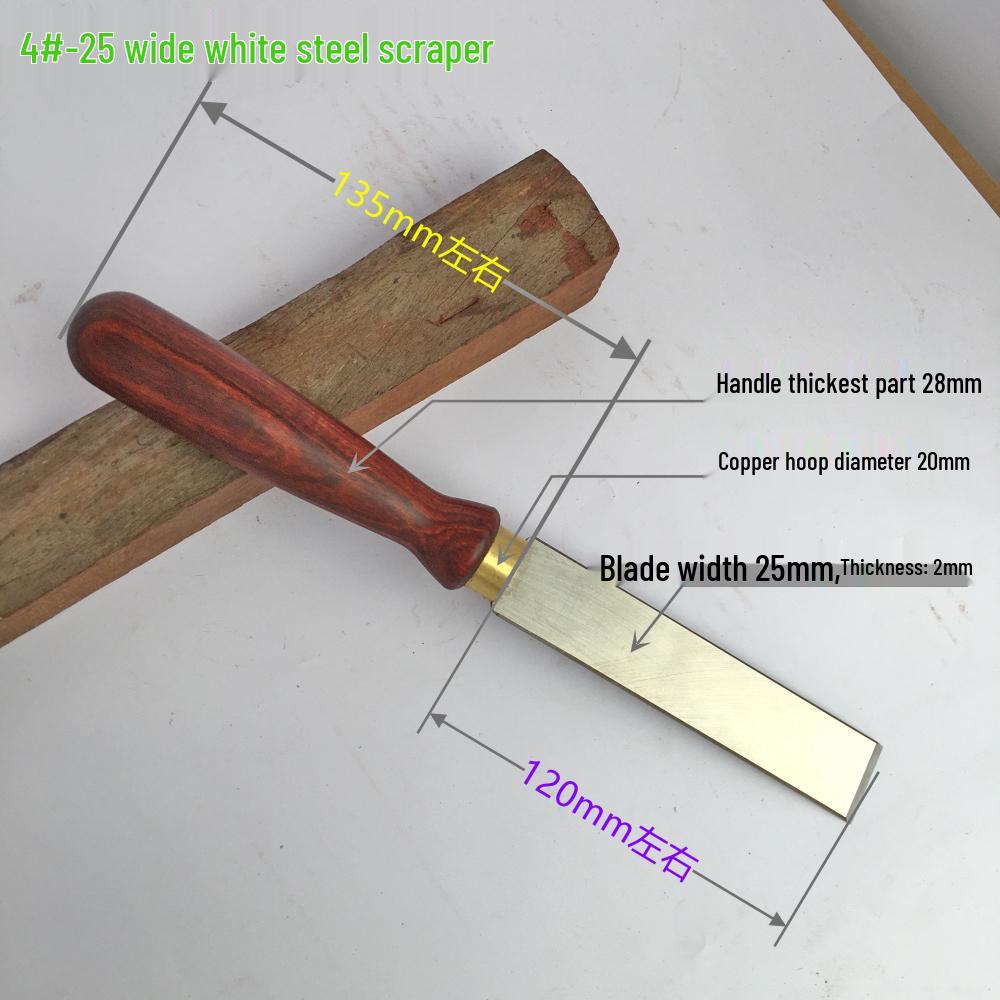 White Steel Scraper: Multi-Purpose Chisel & Trimming Tool, 2mm Thick Blade