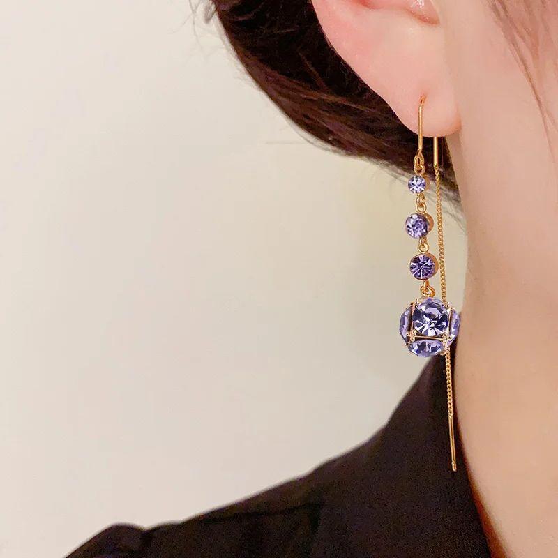 Kristall Tropfenohrringe für Frauen Linien Lange Quastenohrringe Hochzeitsparty Schmuck Geschenke