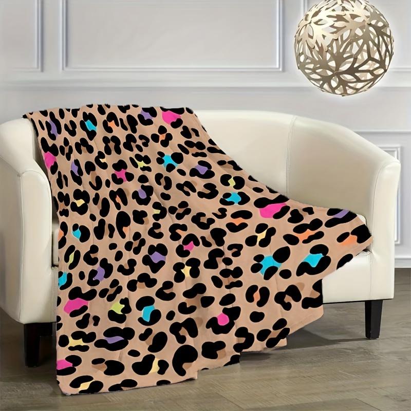 Luxurious Faux Fur Leopard Print Throw Blanket - Perfect for Sofa, Bed, Office, Camping, and More - Machine Washable