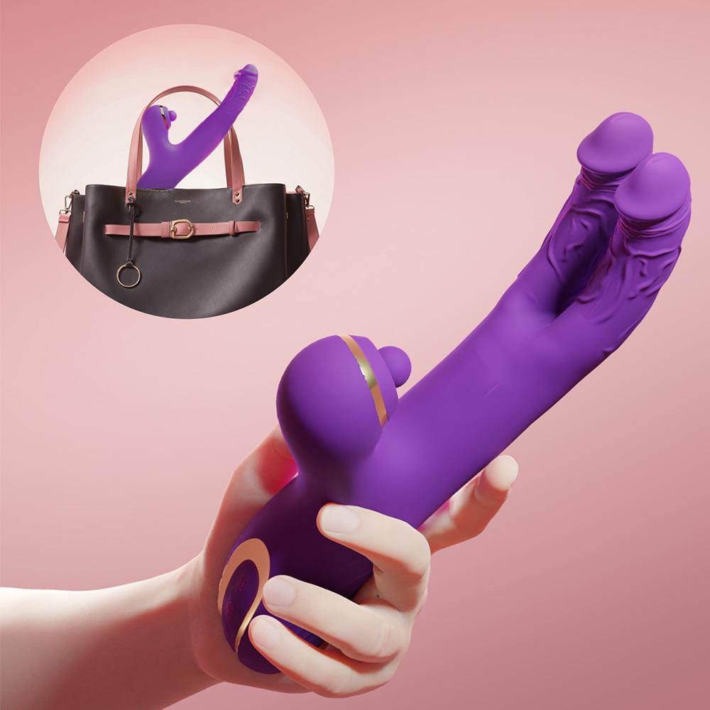 Double Dildo Vibrator for Women Clitoris Stimulator G-spot Powerful 3 In 1 Dildo Female Masturbation Sex Toys Adult Goods