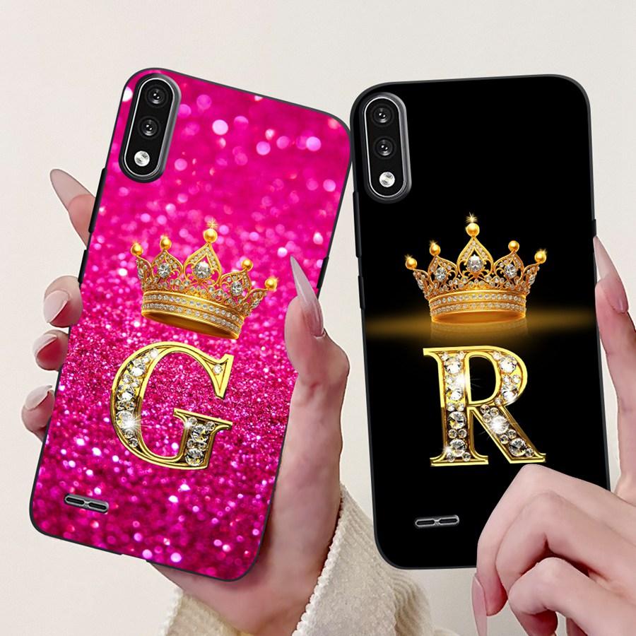 For LG K22 2020 Phone Case Crown Letter Painted Back Cover For LGK22 K 22 LM-K200 LM-K200B Soft TPU Black Silicone Coque Funda