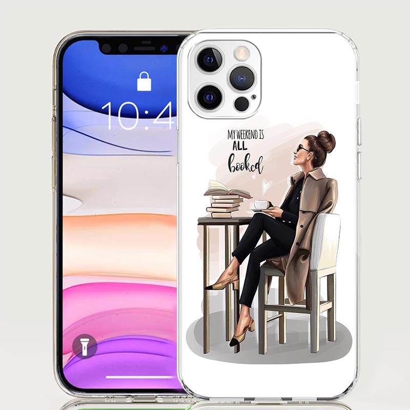 

Girl Boss Female Coffee Case Phone Cover for Apple iphone 17 Air 16 15 14 13 Mini 12 11 Pro Max 16E 7 Plus 8 + SE 2020 Trend Fun iPhone 7(8)SE