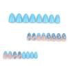 24Pcs French Tip Press on Nail Blue Gradient Acrylic Nail Short Almond False Nail Manicure For Spring And Summer