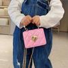 Women Handbag Faux Pearl Handle Golden Love Heart Detachable Metal Chain Mini Elegant Girl Single Shoulder Bag Purse Cute Wallet