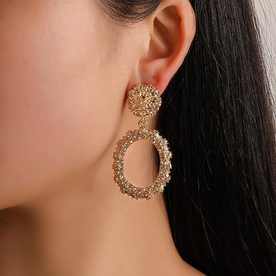 Personality Geometric Matte Earrings Exaggerated Circle Embossed Ladies Earrings Fashion Jewelry ADM