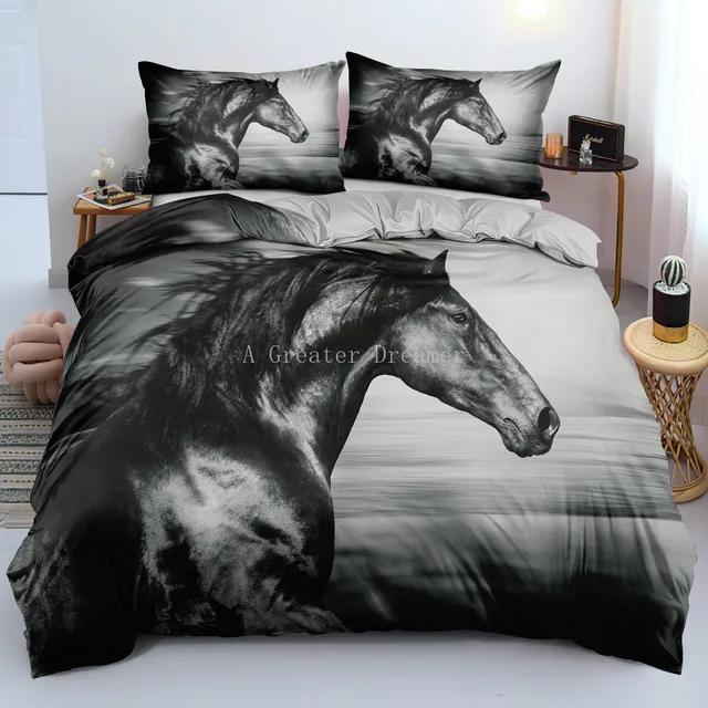 Horses Printed bedding Set Twin Full Queen King Duvet cover Comforter cover set Soft Quilt Pillowcase Animals Bed Linen for gift