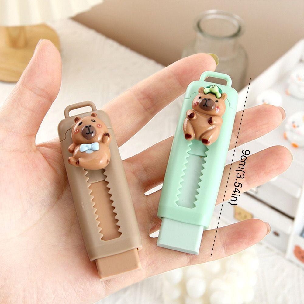 Retractable Capybara Eraser Portable Pencil Rubber Traceless Push Pull Eraser  School