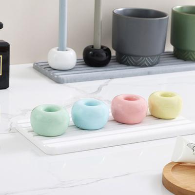 2 ks Držáky na zubní kartáčky Hladká keramika v japonském stylu Kulaté Jednobarevné Podstavce na zubní kartáčky Koupelnové desky Stojan na uložení zubních kartáčků