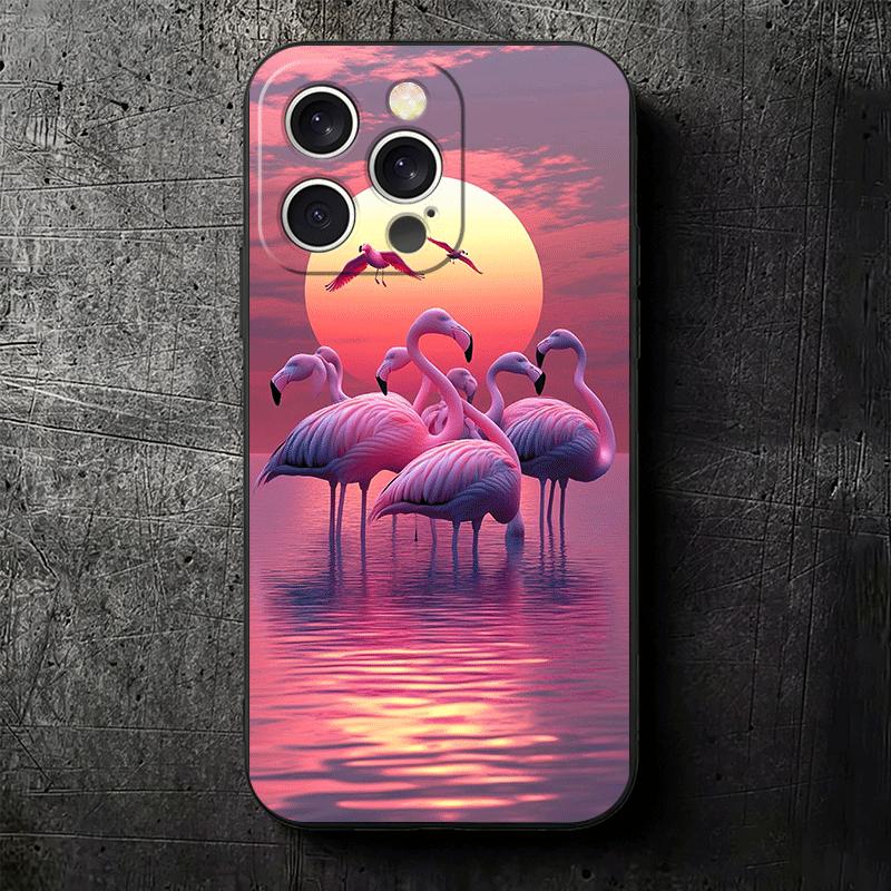 Pink Red Dreamy Flamingo Soft Phone Case for iPhone 16 16E 17 Air 15 Pro Max 14 Plus 13 Mini 11 12 7 Black Cover Back Shell