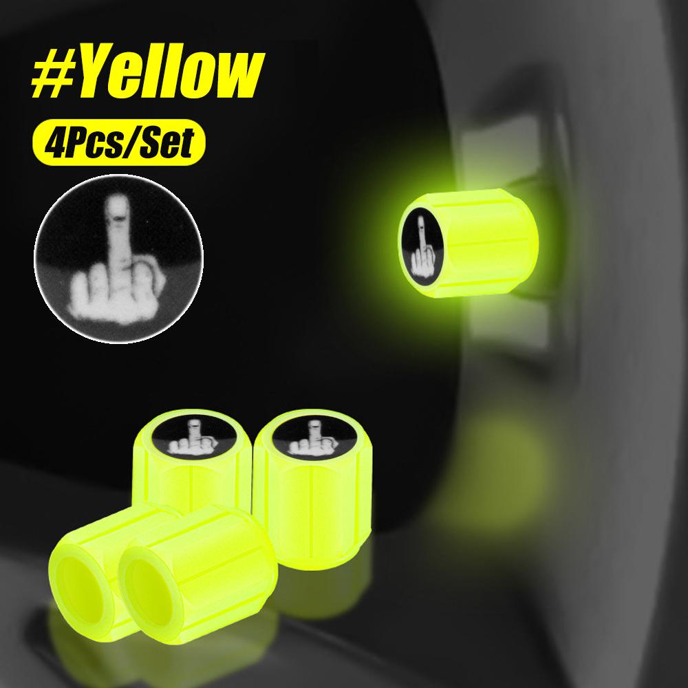 Fluorescent Tire Valve Stem Caps, Luminous Auto Wheel Air Valve Cap,Universal Decoration Accessories for Car/Bike/Motorcycles