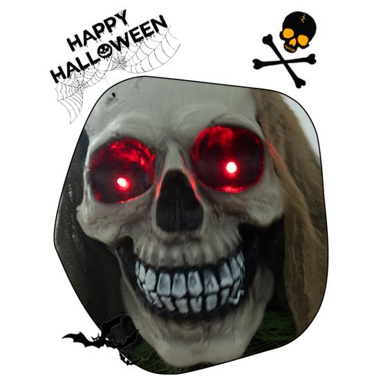 Decorazioni fantasma da appendere per Halloween Decorazione animatronica, Falciatore attivato dal suono con LED Mani di morto realistiche Occhi luminosi