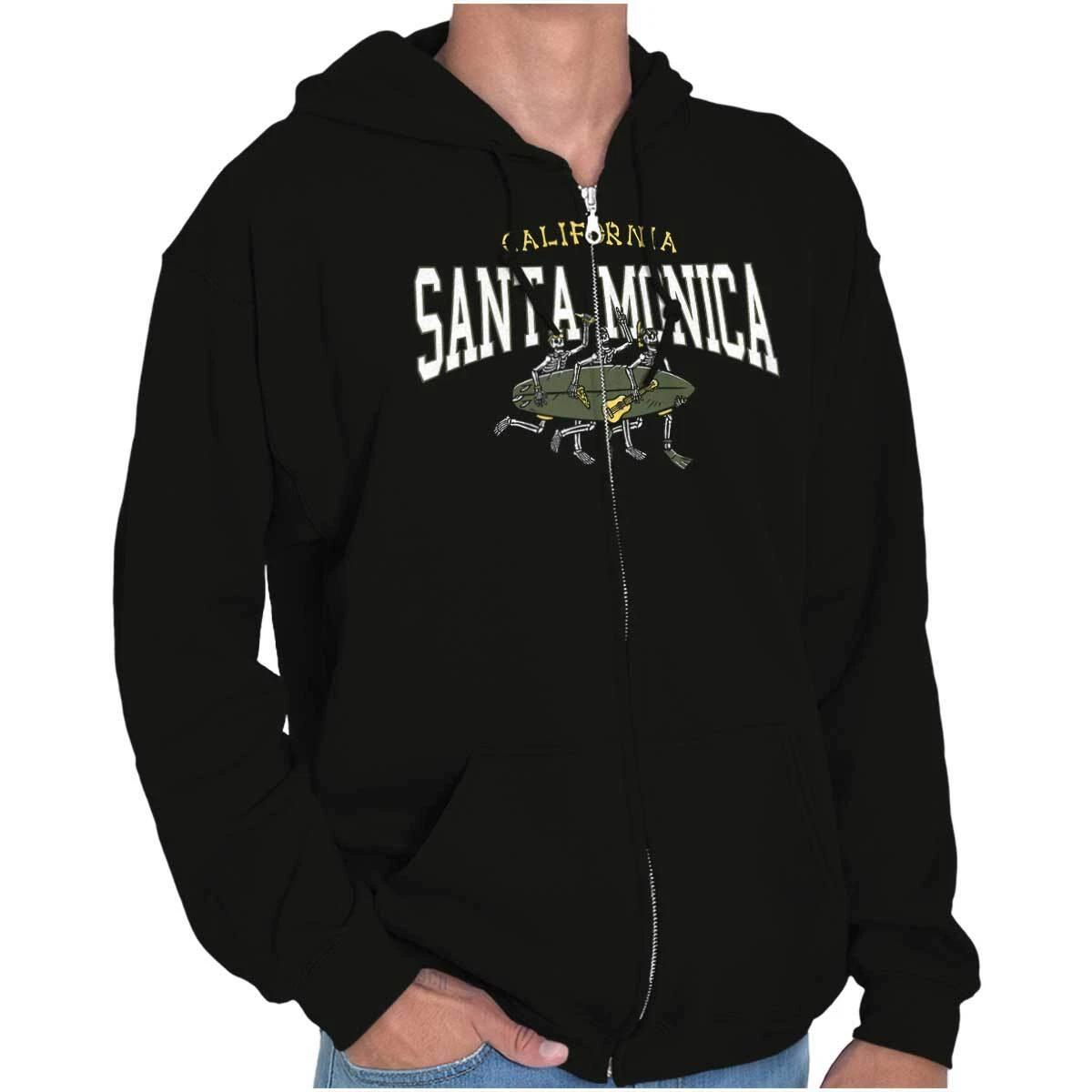 Santa Monica California Surfing Skeletons Womens or Mens Crewneck T Shirt Tee XXL