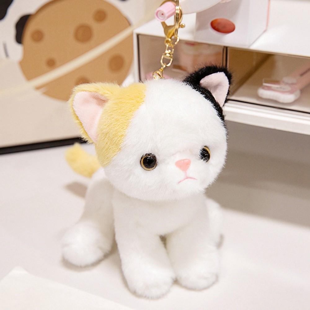 Sitting Cat Cat Plush Keychain Realistic Kitten Shape Cat Bag Charm  Backpack Accessories