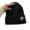 Autumn/Winter 2025 Smiley Face Woolen Knit Hat - Unisex, Warm, and Versatile Black with Ear Protection.