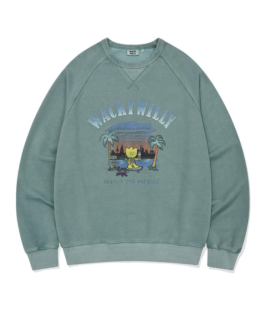 WACKY WILLY Washed One-Point Sweatshirt Green