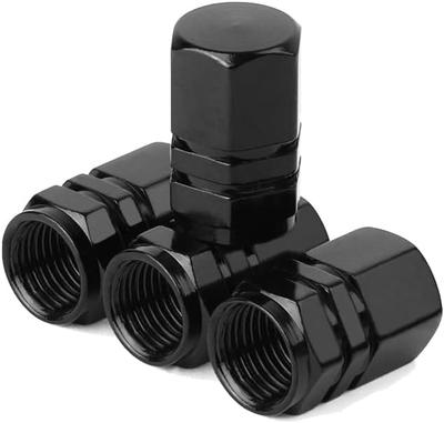4pcs Black Tire Air Valve Cap Tire Stem Valve Cap Wheel Valve Cover Aluminum