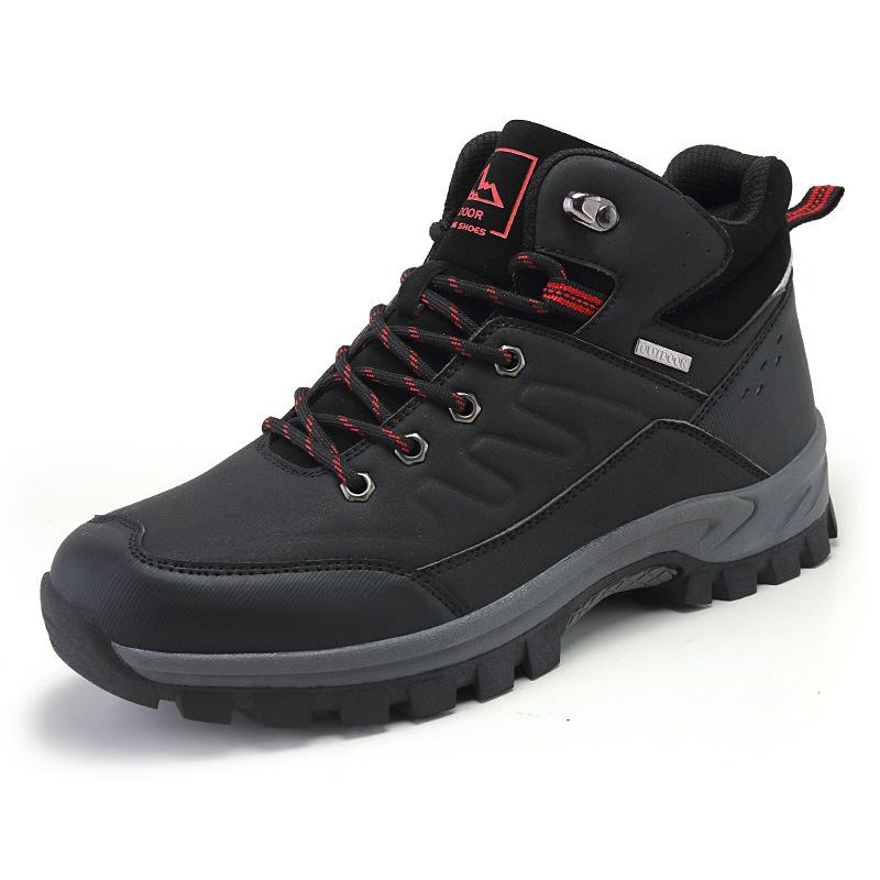 Men's High-Top Warm Cotton Snow Boots for Autumn and Winter Outdoor Hiking - Casual Style.