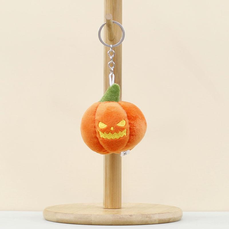 Cute Plush Pumpkin Ghost Keychain Adorable Halloween Decoration For Bags And Accessories