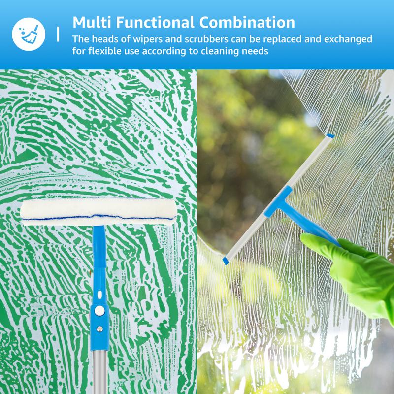 Extended Window Cleaner Kit Glass Squeegee Flooring Duster Cleaner Mop Household Window Wiper Washing Cleaning Brush Tools
