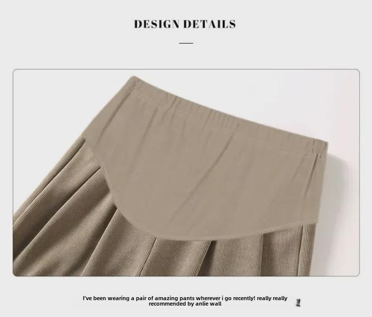 2024 Spring & Autumn Maternity Velvet Cotton Wide-Leg Pants with Belly Support