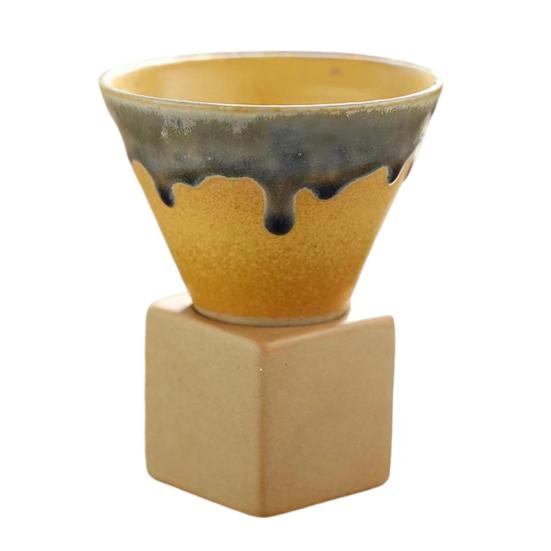 

Коническая кофейная чашка в японском стиле, ретро-керамическая кофейная чашка, грубая керамическая чашка для чая, чашка для латте для домашнего офиса