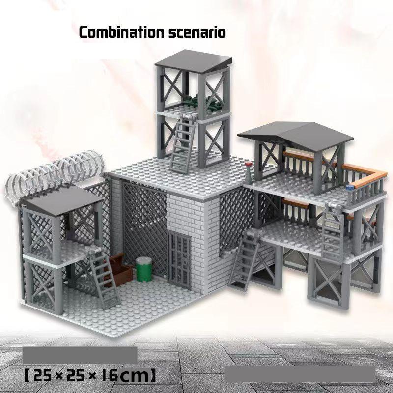 High-Quality Children'S High-Quality Building High-Quality Block Play sets Army style High-Quality Base High-Quality Prison Building design