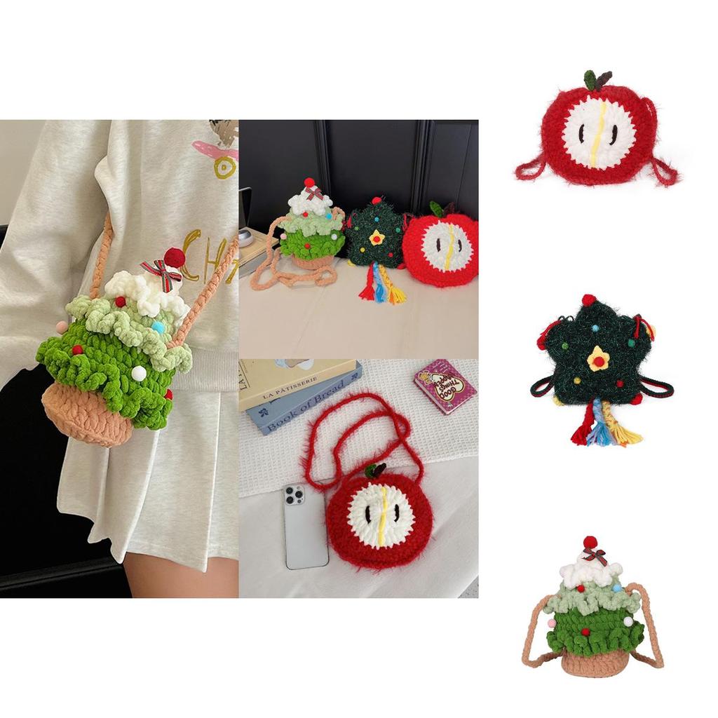 Christmas Tree Canvas Mini Crossbody Bag For Daily Wear With Soft Structure For Women