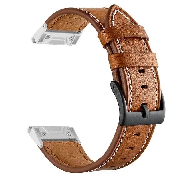 26 22mm For Garmin Fenix 7X 7 Pro 6 6X Pro 5X 5 Plus Sapphire Solar Watch Strap Bracelet Quick Release PU Leather Band Wristband