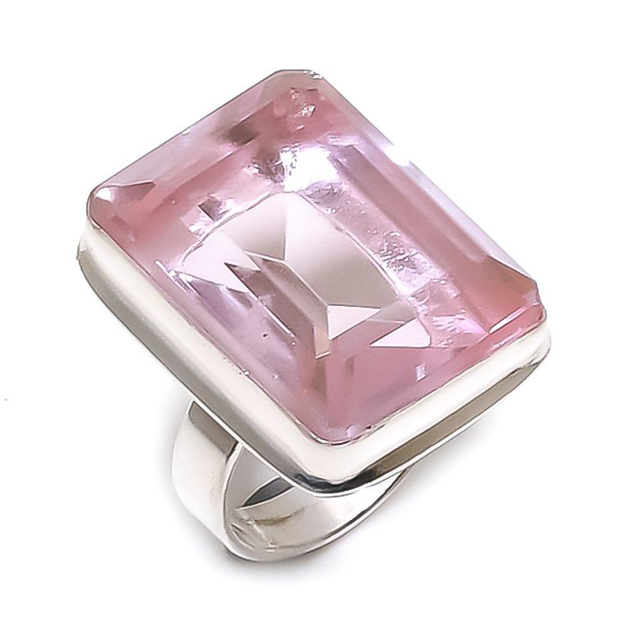 Natural Pink Kunzite Gemstone 925 Sterling Silver Jewelry Ring Size 7 ETC-14109