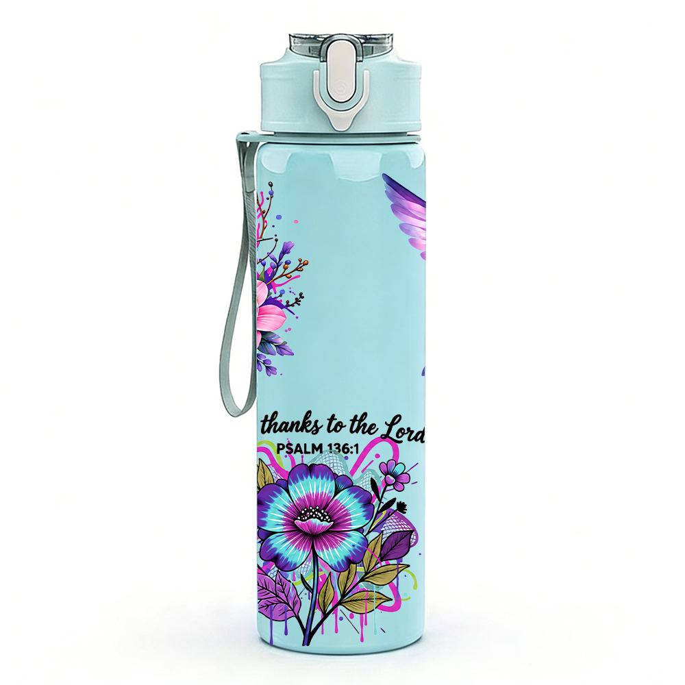 1Pz Colibrì Bouquet Multi Fiore 750ml Plastica Colorata Borraccia Sportiva Tappo Flip con Cannuccia Anti-perdita Adatta per Sport Ufficio Uso Domestico