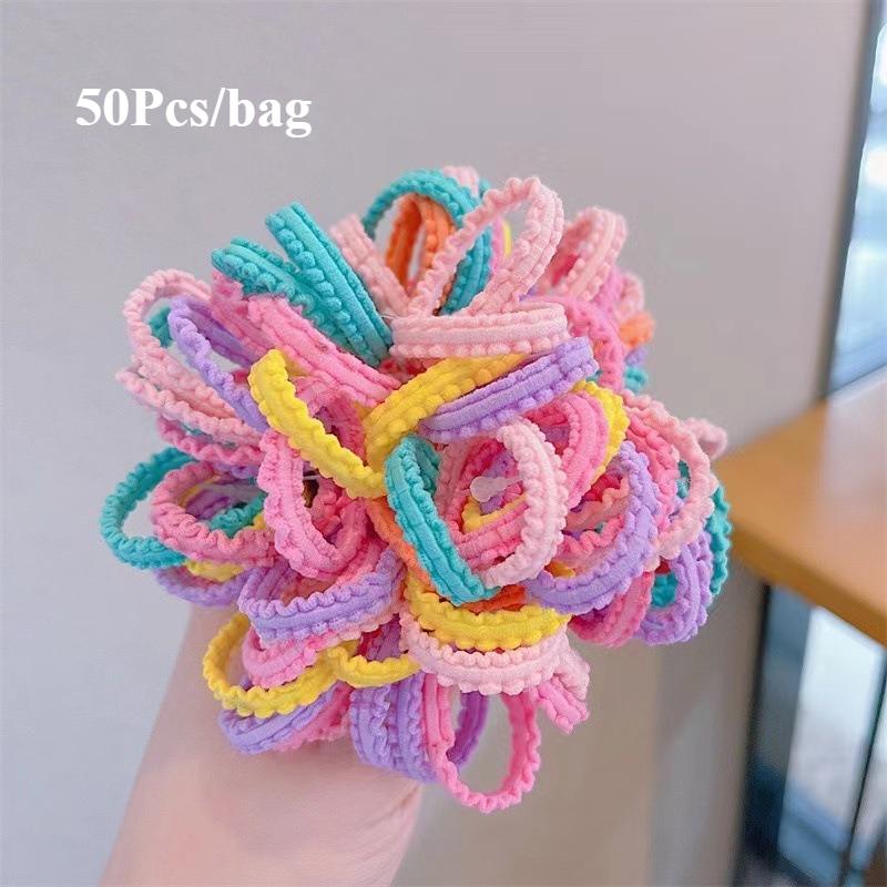 

100/50 шт./набор Резинки для волос в виде юбок конфетных цветов, Сладкий стиль, Смешанные конфетные цвета, Эластичные резинки, Подходят для укладки волос