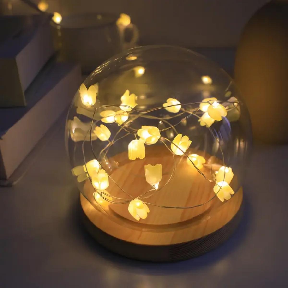 

1pc 20LED Copper Wire Charming Tulip String Light DIY Fairy Decorative Lamp For Home Living Room Party Festival Decoration 2M20LED жёлтый