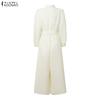 ZANZEA Women Turn Down Collar Long Sleeve Loose Casual Long Shirt Dress