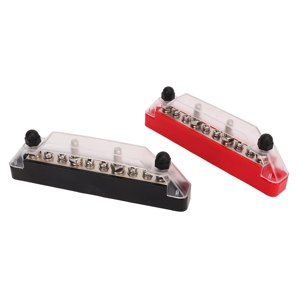 1 Par 48V 150A 10 Terminais Barra de Distribuição com 20 Terminais Bloco Terminal de Distribuição de Energia para Carro RV Pino M6x4 Parafuso M4x6